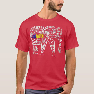 Down Syndrome Awareness Word Art Elephant  T-Shirt