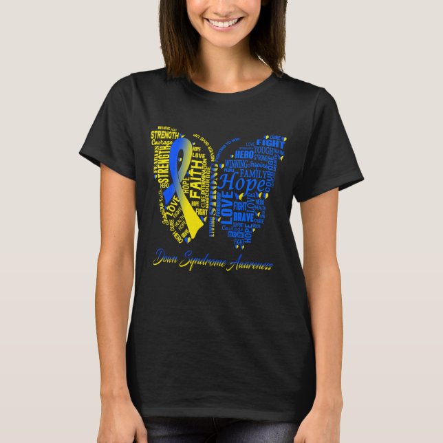 Down Syndrome Butterfly awareness T-Shirt (Front)