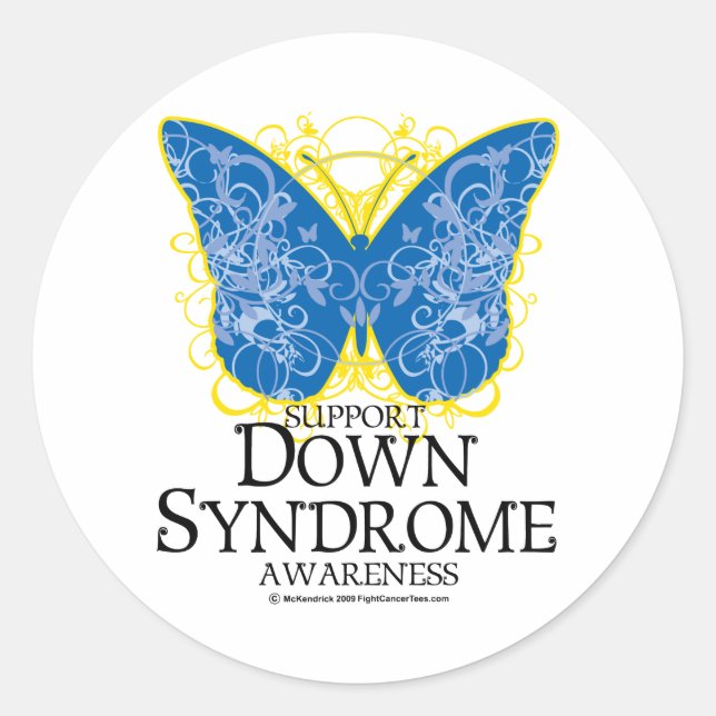 Down Syndrome Butterfly Classic Round Sticker (Front)