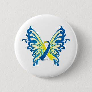 Down Syndrome Butterfly Ribbon 6 Cm Round Badge