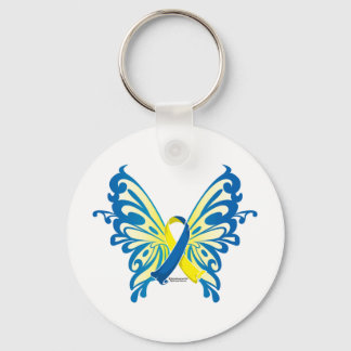 Down Syndrome Butterfly Ribbon Key Ring