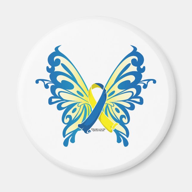 Down Syndrome Butterfly Ribbon Magnet (Front)
