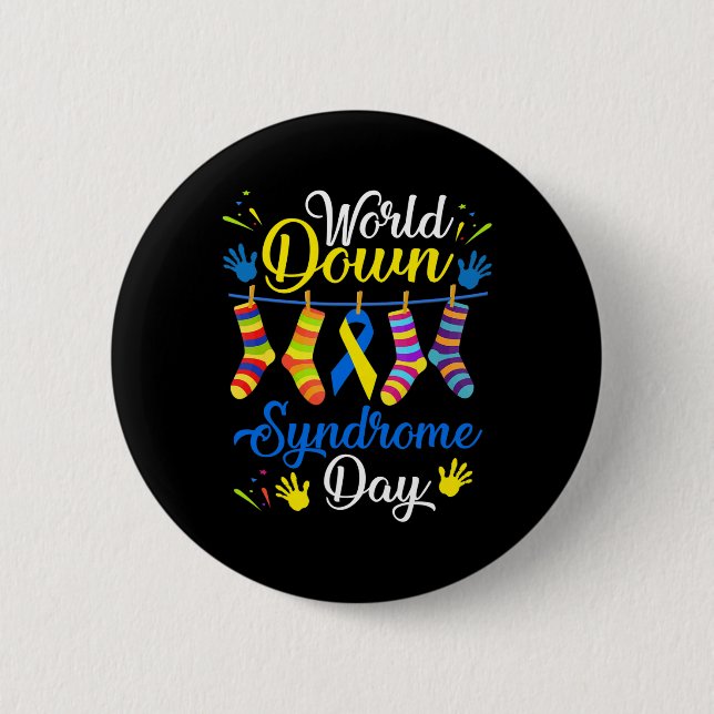 Down Syndrome Day Awareness Socks 21 March  6 Cm Round Badge (Front)