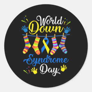 Down Syndrome Day Awareness Socks 21 March  Classic Round Sticker