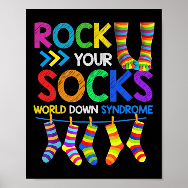 Down Syndrome Day Rock Your Socks Awareness 1  Poster (Front)