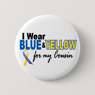 Down Syndrome I Wear Blue & Yellow For My Cousin 2 6 Cm Round Badge