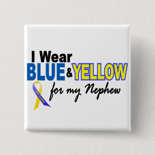 Down Syndrome I Wear Blue & Yellow For My Nephew 2 15 Cm Square Badge