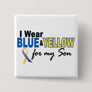 Down Syndrome I Wear Blue & Yellow For My Son 2 15 Cm Square Badge