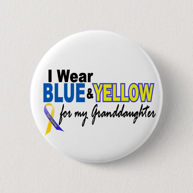 Down Syndrome I Wear Blue & Yellow Granddaughter 2 6 Cm Round Badge (Front)