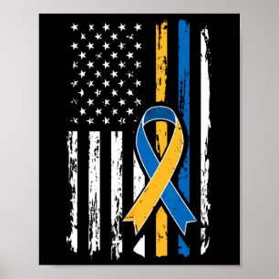 Down Syndrome Men Women Kids American Usa Flag Poster