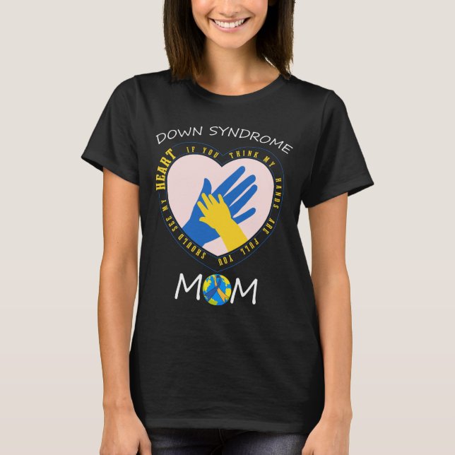 Down Syndrome Mum Shirt, Yellow Blue Ribbon Gift T-Shirt (Front)