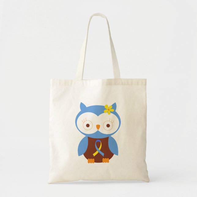 Down Syndrome Owl Ribbon Tote Bag (Front)