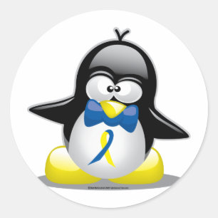Down Syndrome Penguin Classic Round Sticker