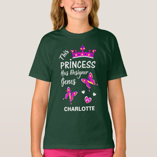 Down Syndrome Princess Cute Personalised T-Shirt (Front)