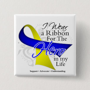 Down Syndrome Ribbon Hero in My Life 15 Cm Square Badge
