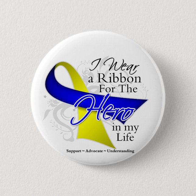 Down Syndrome Ribbon Hero in My Life 6 Cm Round Badge (Front)