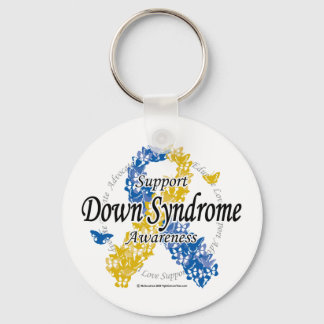 Down Syndrome Ribbon of Butterflies 2 Key Ring