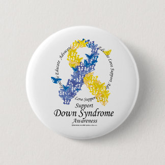 Down Syndrome Ribbon of Butterflies 6 Cm Round Badge