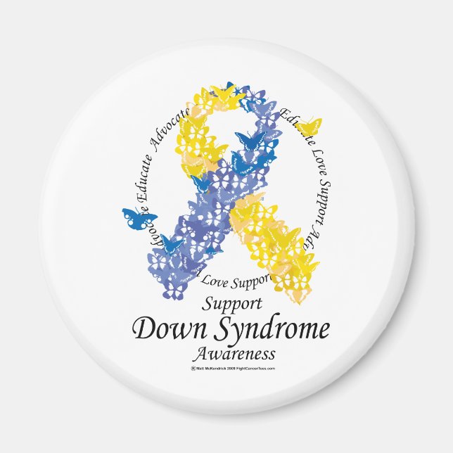 Down Syndrome Ribbon of Butterflies Magnet (Front)