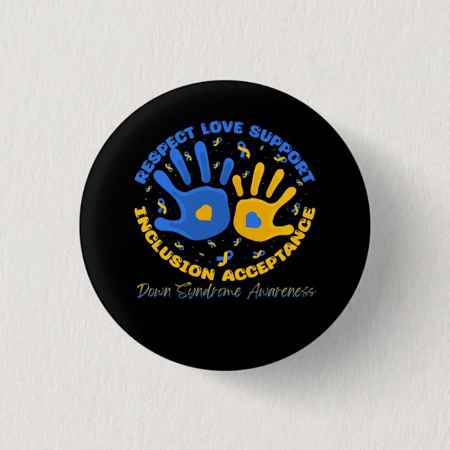 Down Syndrome Ribbon Respect Support Awareness Inc 3 Cm Round Badge (Front)