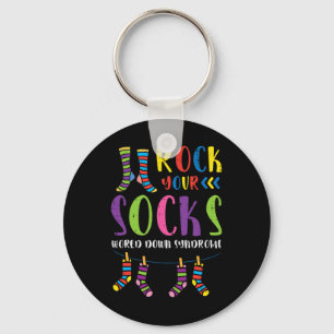 Down Syndrome Rock Your Socks Awareness Men Women  Key Ring
