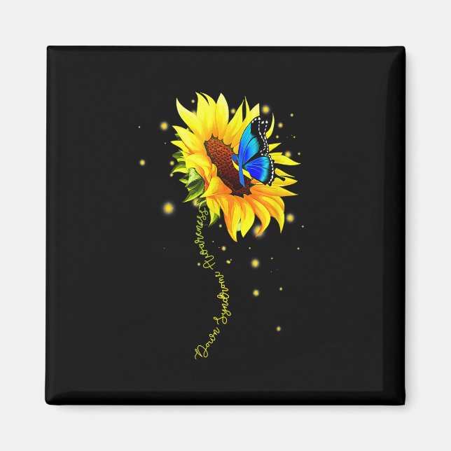 Down Syndrome Sunflower T shirt Gift Yellow Blue R Magnet (Front)