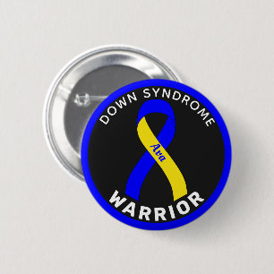 Down Syndrome Warrior Ribbon Black Button
