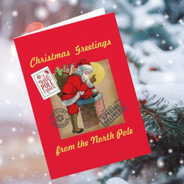 Down The Chimney With Toys 5”X7” Folded Card (Creator Uploaded)