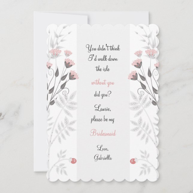 Down the Isle Bridesmaid Request Card (Front)