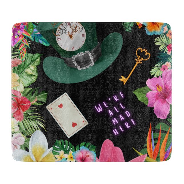 Down the Rabbit Hole Glass Cutting Board (Front)