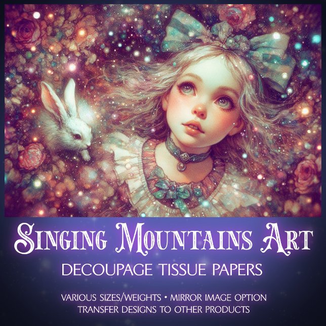 Down The Rabbit Hole Watercolor Fantasy Decoupage Tissue Paper (Creator Uploaded)