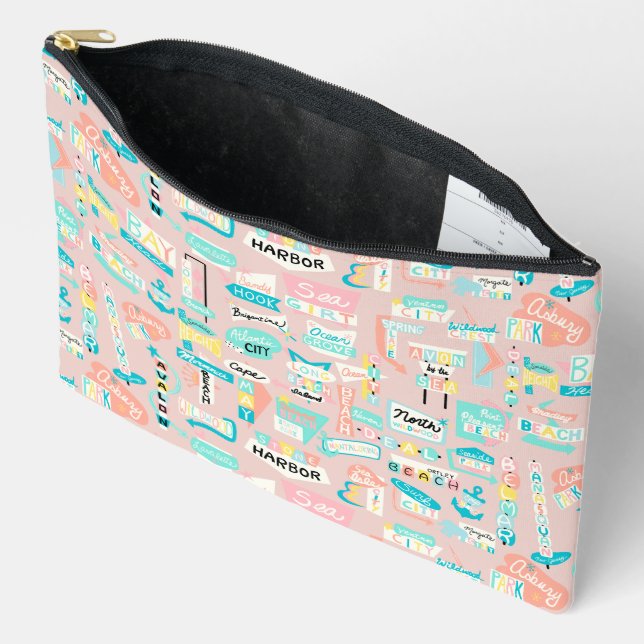 Down the Shore NJ Beach Themed Accessory Pouch (Open)