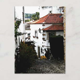 Down the Street in Obidos Portugal Postcard