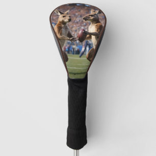 "Down Under Action: Kangaroos Playing Aussie Rules Golf Head Cover