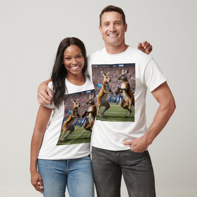 "Down Under Action: Kangaroos Playing Aussie Rules T-Shirt (Unisex)