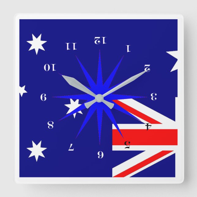 Down Under (for our Friends in Australia) Square Wall Clock (Front)