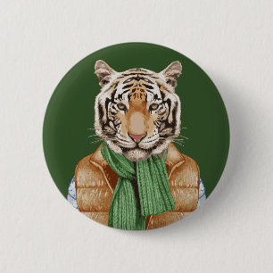 Down Vest Tiger 6 Cm Round Badge