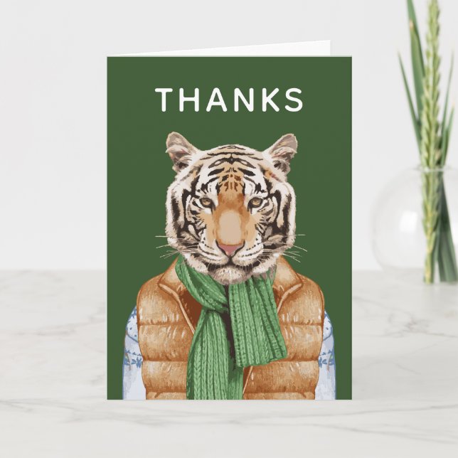 Down Vest Tiger | Add Your Text Card (Front)