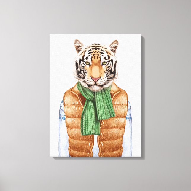 Down Vest Tiger Canvas Print (Front)