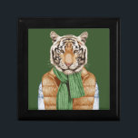 Down Vest Tiger Gift Box<br><div class="desc">This design features a tiger winter ready wearing his down vest,  green knit scarf and Christmas sweater.</div>