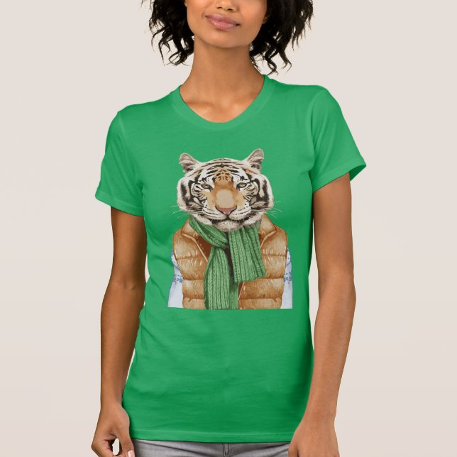 Down Vest Tiger T-Shirt (Front)