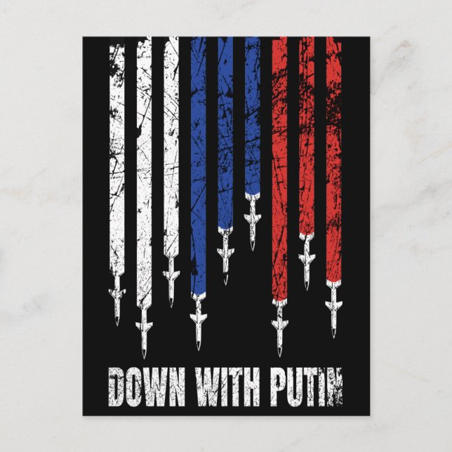 Down with Putin Antiwar Peace Ukraine Postcard (Front)