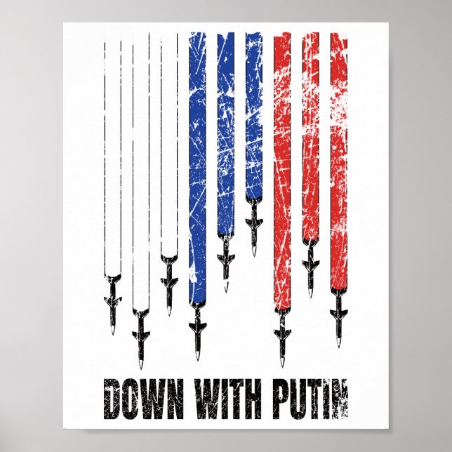 Down with Putin Antiwar Peace Ukraine Poster (Front)