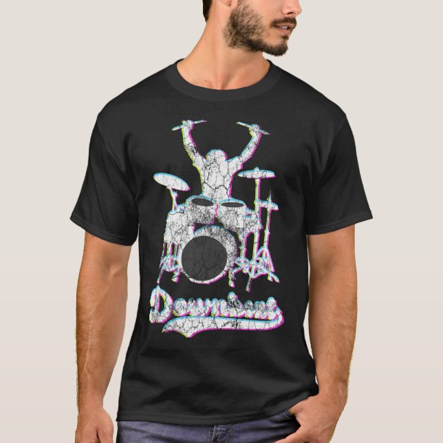Downbeat Drummer Drumming Drums Drumset Glitch Per T-Shirt (Front)