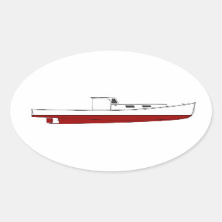 Downeast Maine Lobster Boat Colour Illustration Oval Sticker