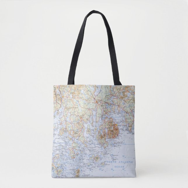 Downeast Maine Map Tote Bag (Front)