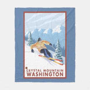 Downhhill Snow Skier - Crystal Mountain, WA Fleece Blanket
