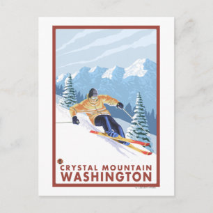 Downhhill Snow Skier - Crystal Mountain, WA Postcard