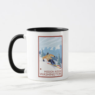 Downhhill Snow Skier - Mission Ridge, Washington Mug