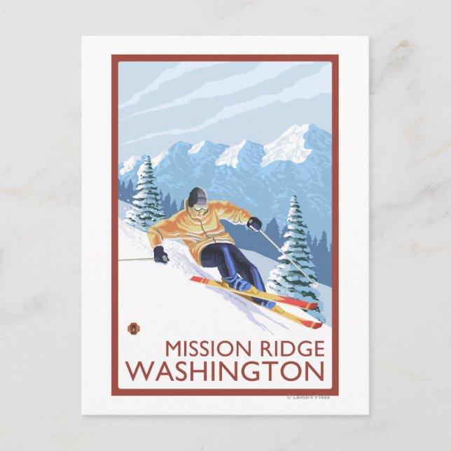 Downhhill Snow Skier - Mission Ridge, Washington Postcard (Front)